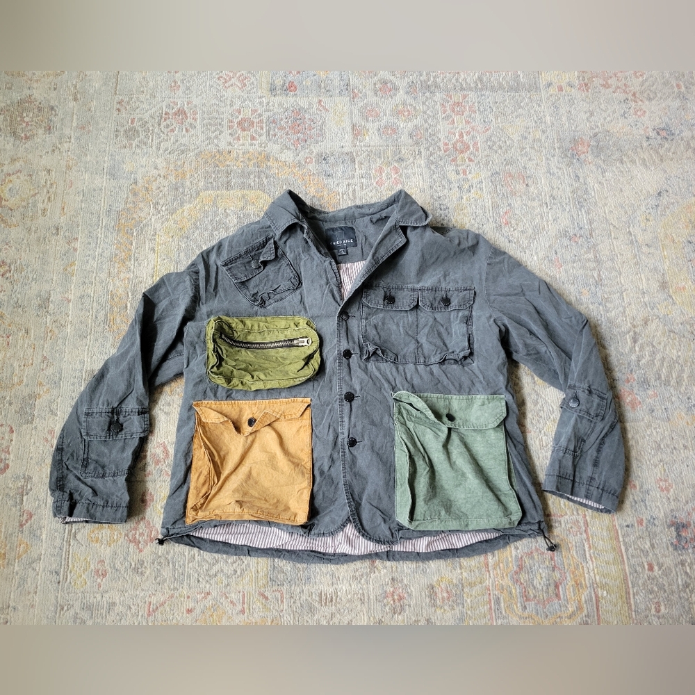 Mens Fried Rice New York Color block Multi Pocket Jacket